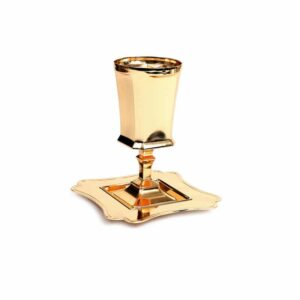 Copa kidush gold lisa con plato